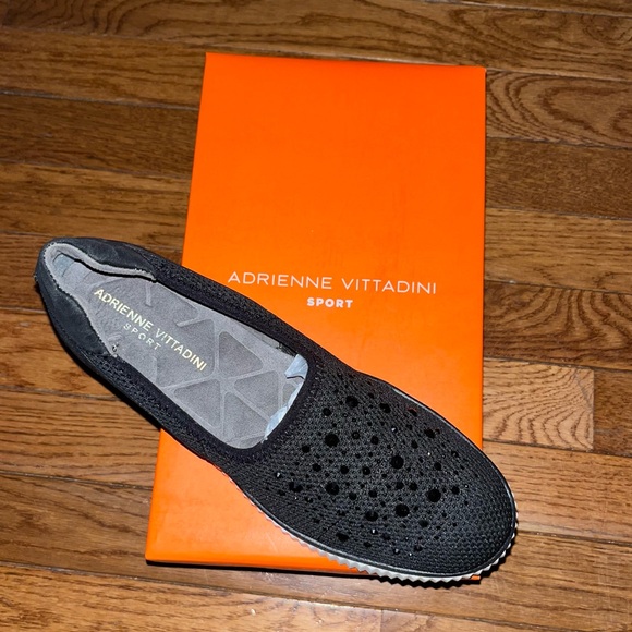 Adrienne Vittadini Sport Black Nance Stretch Knit Loafers Rhinestones Women’s 8 - Picture 3 of 7